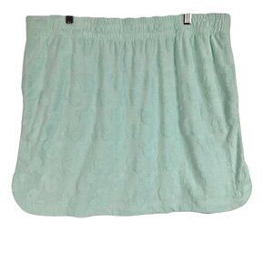 Mickey Mouse Disney Mint Green Embossed Pattern Elastic Waist Pull-On Skirt Sz L